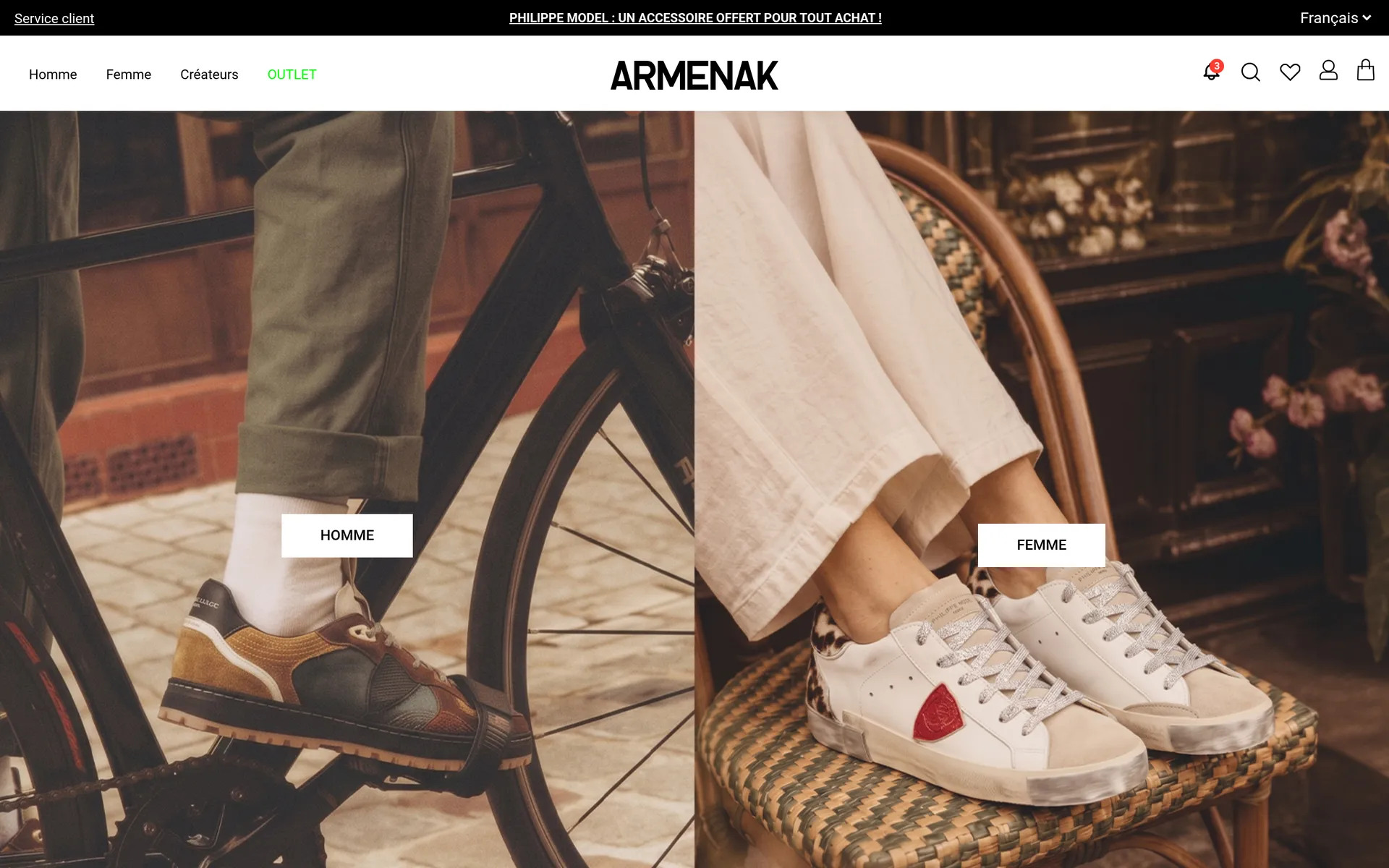 Armenak home page, with the men and women sections